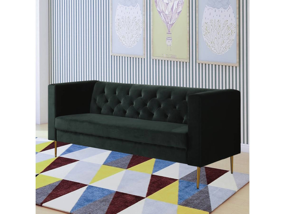 Couch aus Samt "Bruce" - 196 x 76 x 82 cm - 3-Sitzer - Dunkelgrün