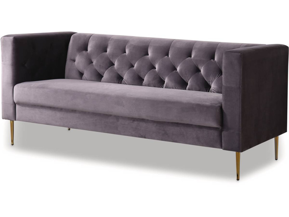 Couch aus Samt "Bruce" - 196 x 76 x 82 cm - 3-Sitzer - Grau