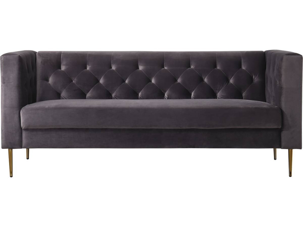 Couch aus Samt "Bruce" - 196 x 76 x 82 cm - 3-Sitzer - Grau