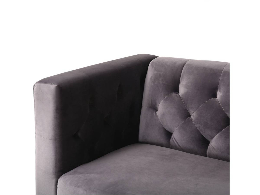 Couch aus Samt "Bruce" - 196 x 76 x 82 cm - 3-Sitzer - Grau