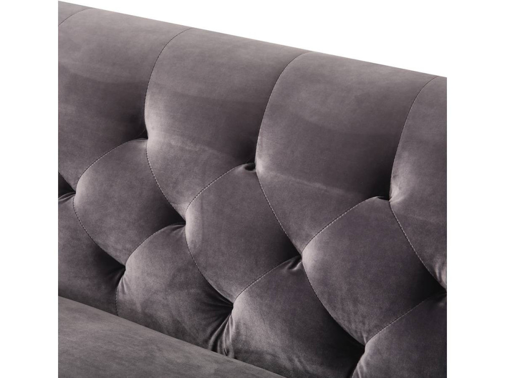 Couch aus Samt "Bruce" - 196 x 76 x 82 cm - 3-Sitzer - Grau