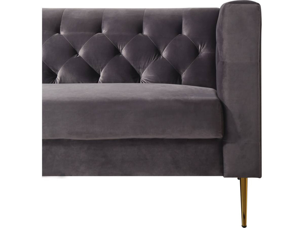 Couch aus Samt "Bruce" - 196 x 76 x 82 cm - 3-Sitzer - Grau