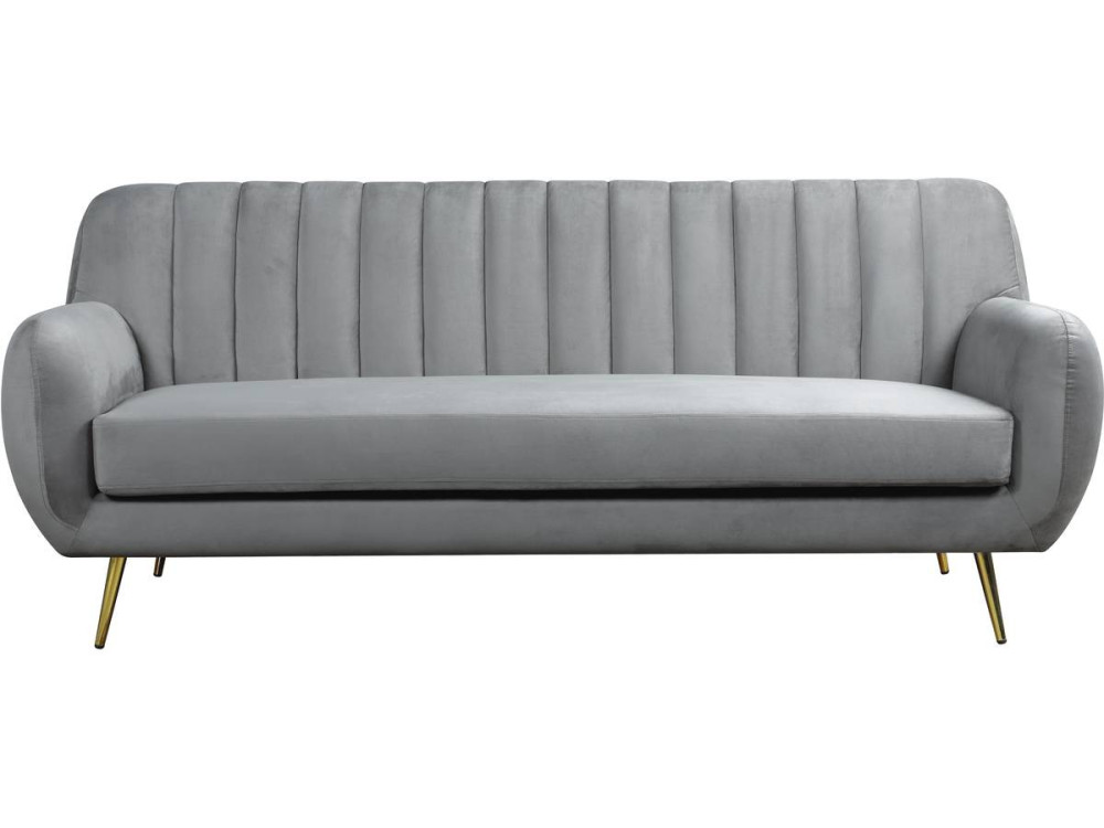 Sofa aus grauem Samt "Evans" - 195 x 84 x 82 cm - 3-Sitzer-Sofa