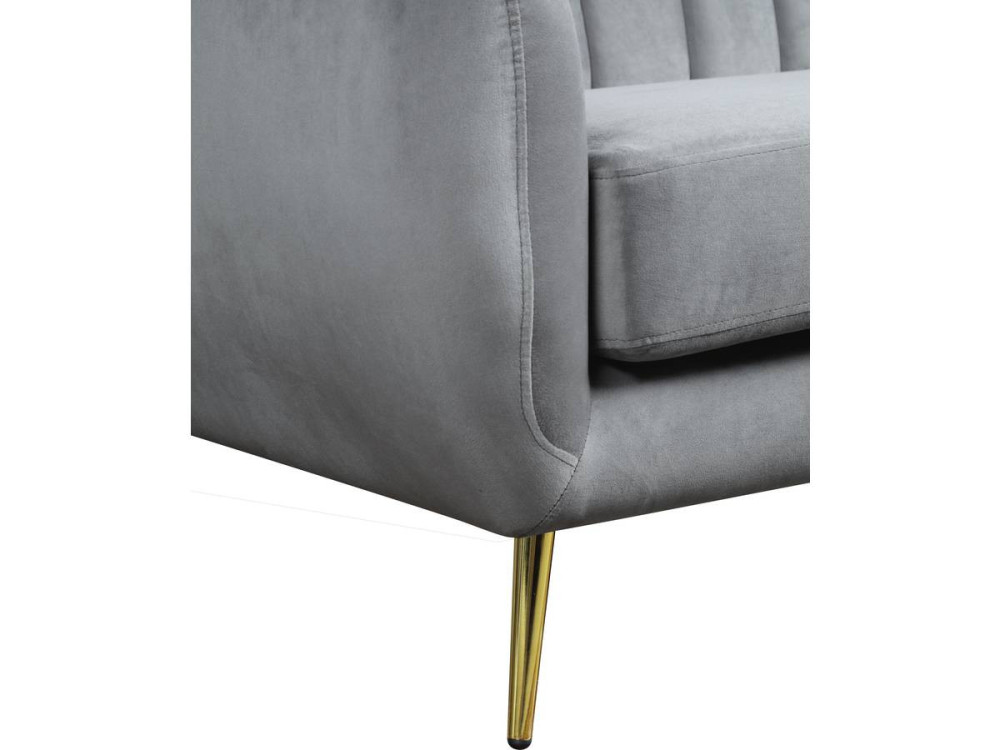 Sofa aus grauem Samt "Evans" - 195 x 84 x 82 cm - 3-Sitzer-Sofa