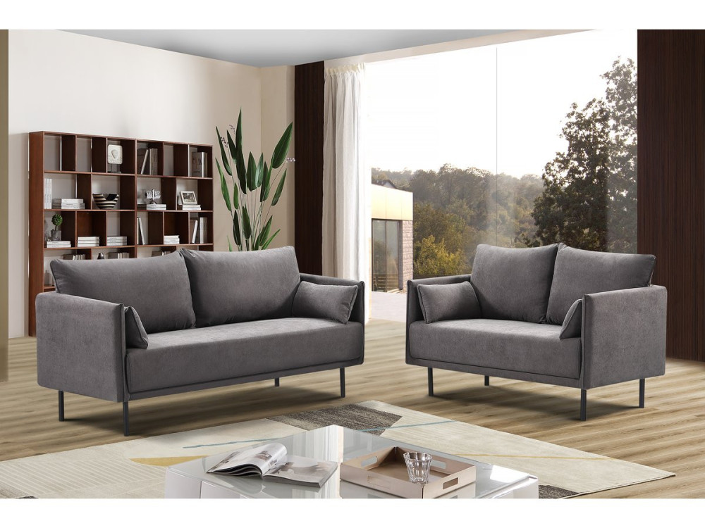 Sofa aus Stoff "Rudy" - 132 x 78 x 88 cm - 2-Sitzer - Dunkelgrau