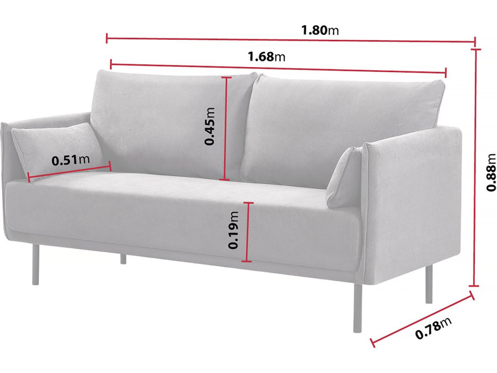 Sofa aus Stoff "Rudy" - 180,5 x 78 x 52 cm - 3-Sitzer - Dunkelgrau