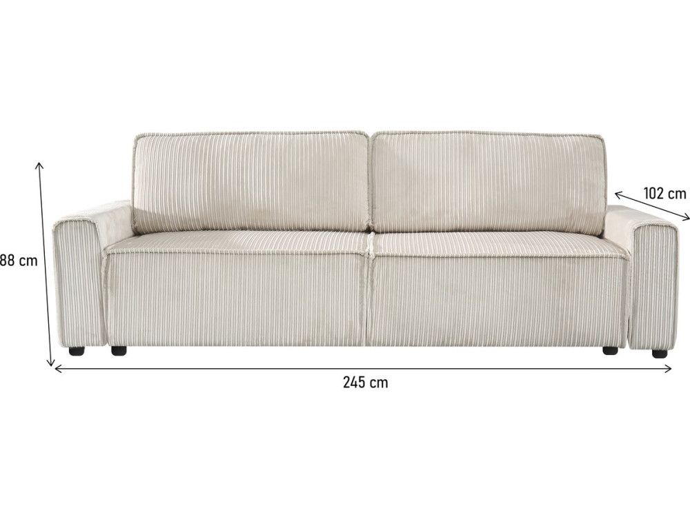 Sofa mit Schlaffunktion aus Cord "Montaigne" -- 3-Sitzer - Beige