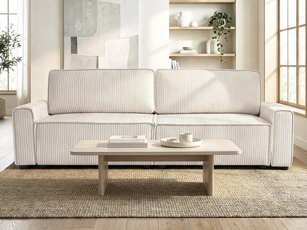 Sofa mit Schlaffunktion aus Cord "Montaigne" -- 3-Sitzer - Beige