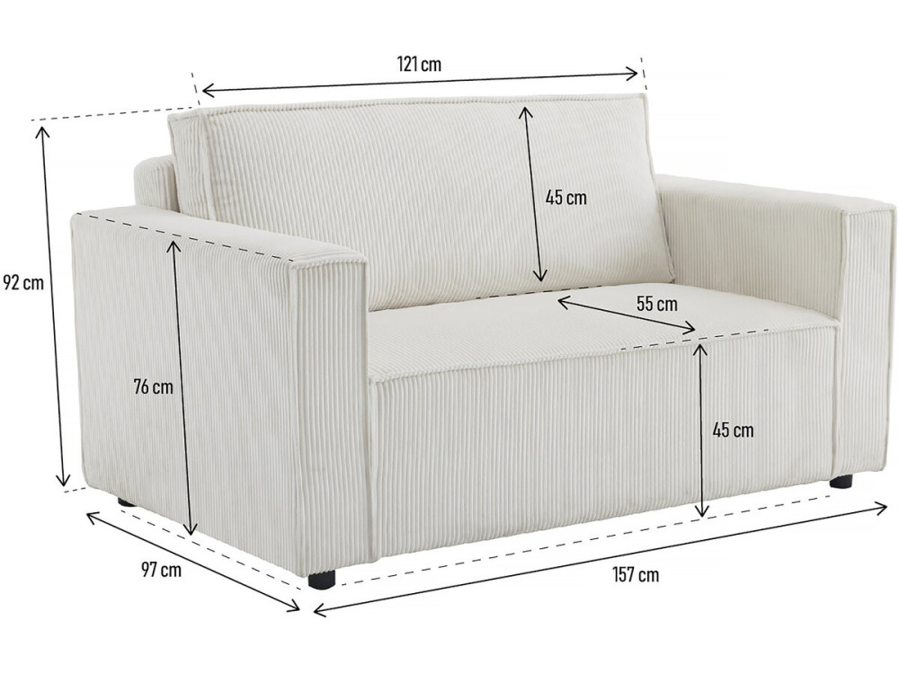 Sofa mit Schlaffunktion aus Cord „Grenelle“ - 2-Sitzer - Beige
