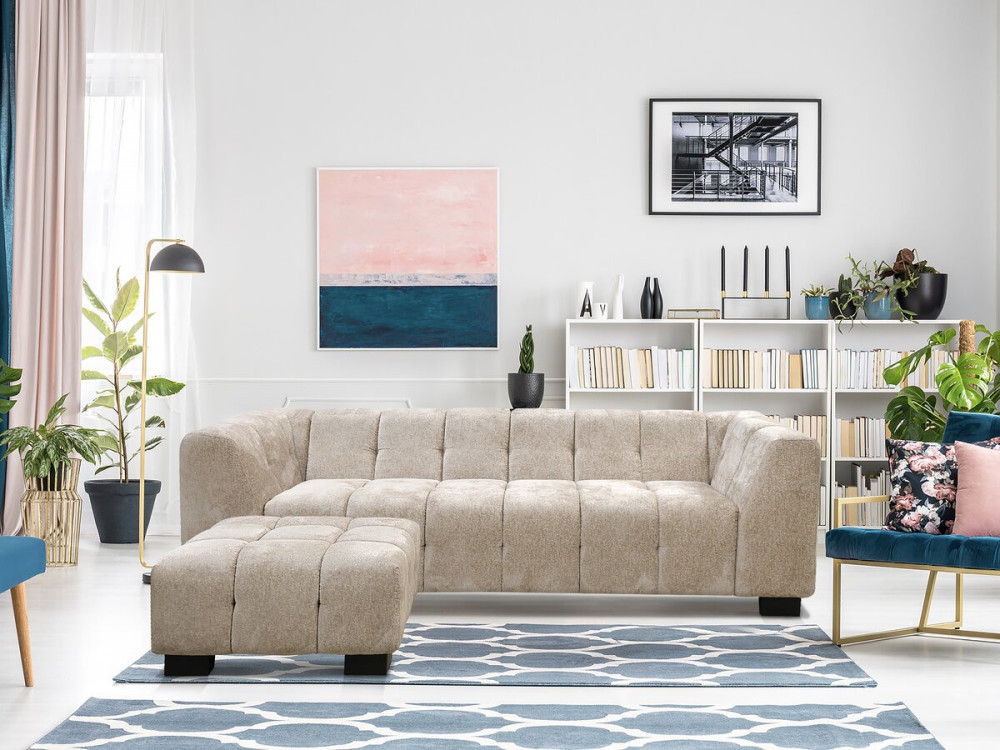 Designer 3-Sitzer Sofa aus Chenille-Stoff "Foch" - Beige