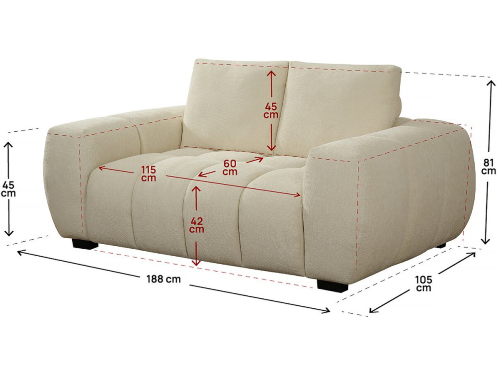 Sofa aus Chenille-Stoff "Cambon" - 2-Sitzer - Beige