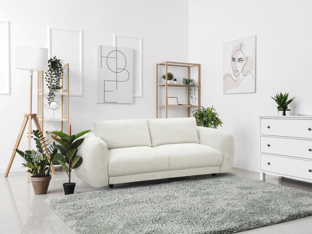 Einzelsofa „Saint Germain S“ aus Chenille-Stoff – 3-Sitzer – Beige