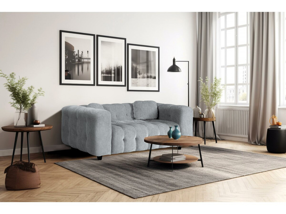 Einzelsofa „Vendome“ aus Chenillestoff – 2 Sitze – Grau