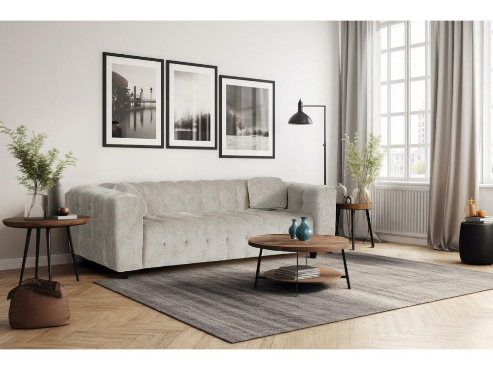 Einzelsofa „Vendome“ aus Chenillestoff – 3 Sitze – Beige