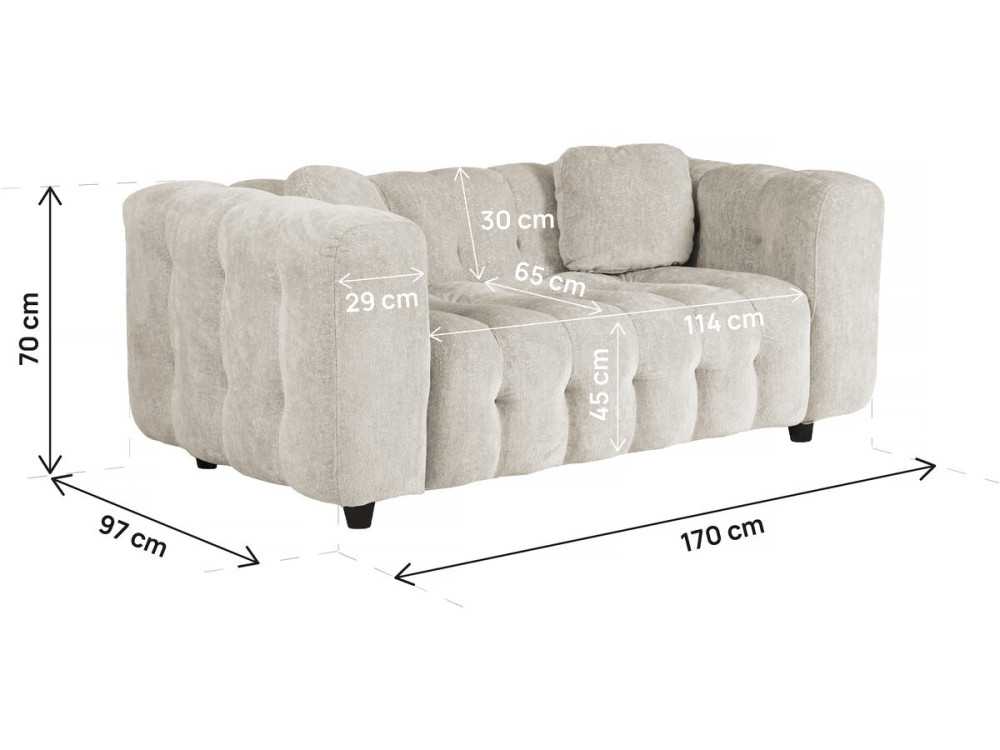 Einzelsofa „Vendome“ aus Chenillestoff – 2 Sitze – Beige