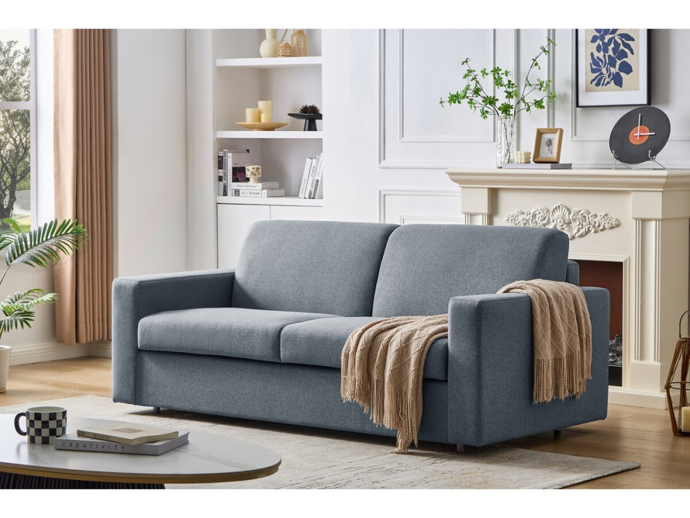 Express-Sofa "Diana" mit Schlaffunktion aus Stoff, 140 cm Bett, 3 Plätze, Grau