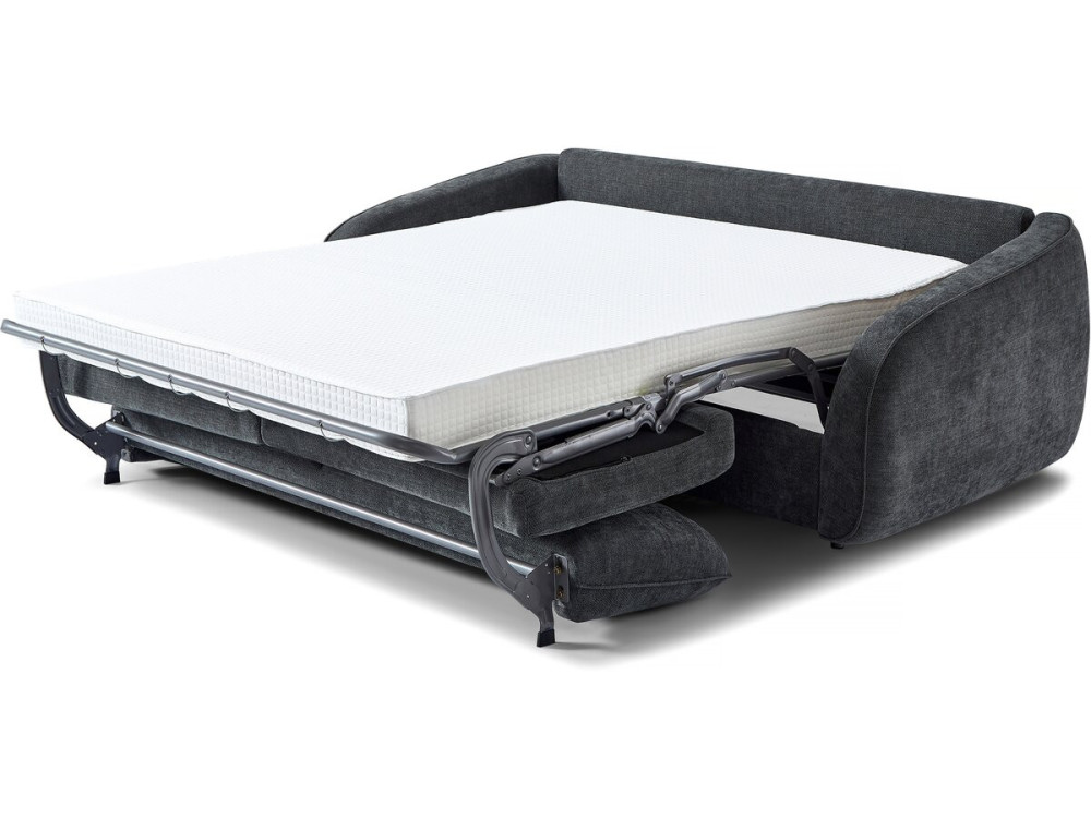 Express-Schlafsofa "Laurie" aus Strukturstoff - 140 cm Bett - 3 Plätze - Grau