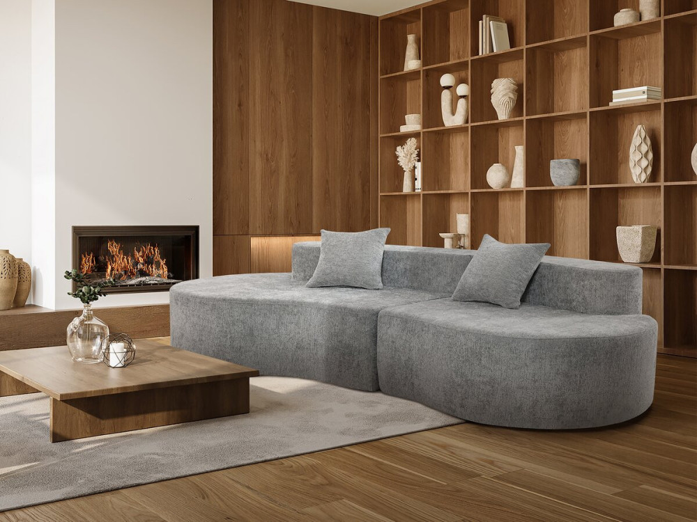 Sofa Virgue "Avola" aus strukturiertem Stoff - 3 Plätze - Grau