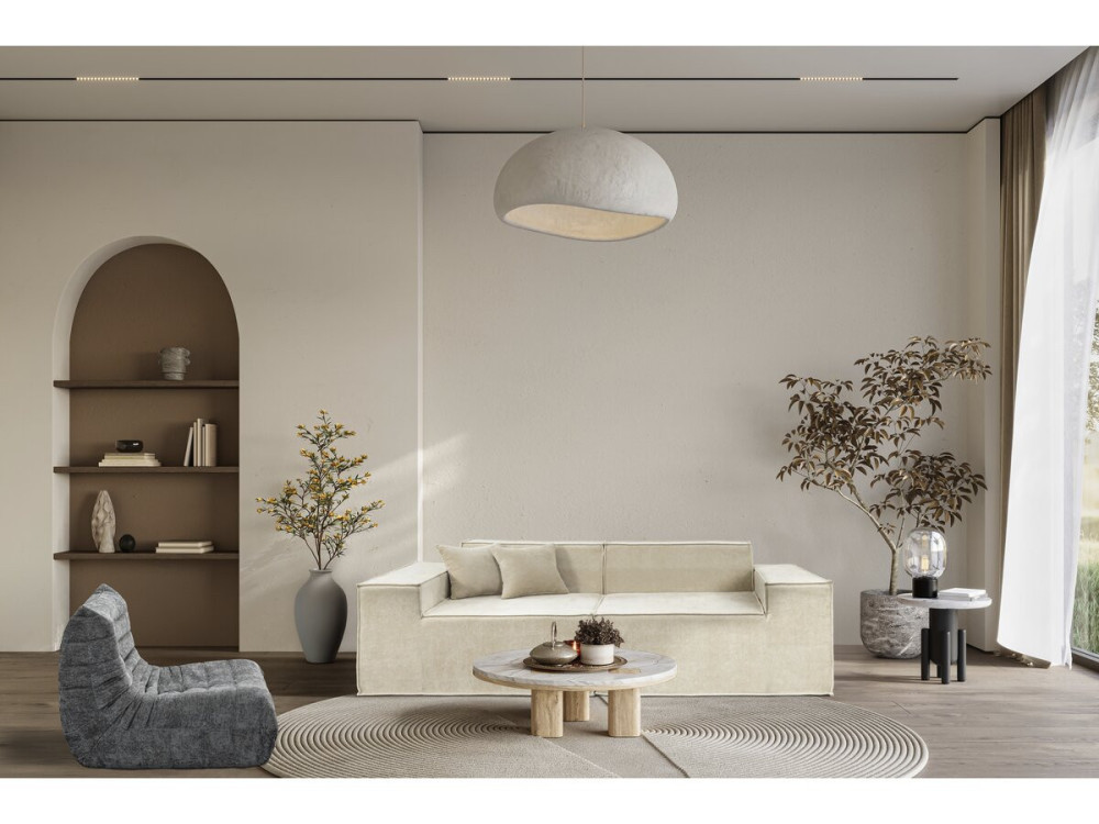 Modulares Einzelsofa „Lusso“ aus strukturiertem Stoff - 3-Sitzer - Beige
