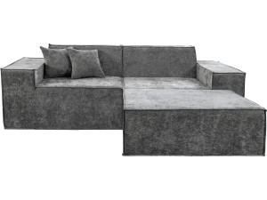 Modulares Einzelsofa mit Ottomane „Lusso“ aus strukturiertem Stoff - 3-Sitzer - Grau