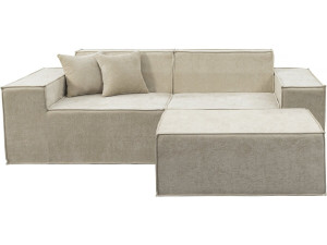 Modulares Einzelsofa mit Ottomane „Lusso“ aus strukturiertem Stoff - 3-Sitzer - Beige