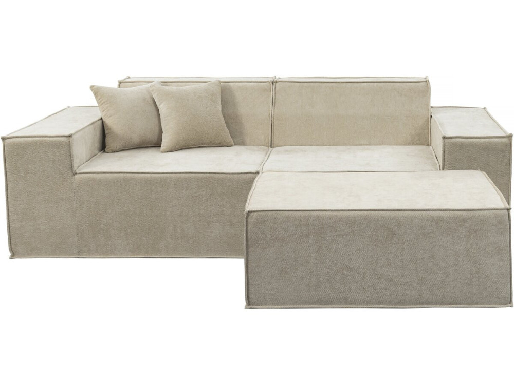 Modulares Einzelsofa mit Ottomane „Lusso“ aus strukturiertem Stoff - 3-Sitzer - Beige