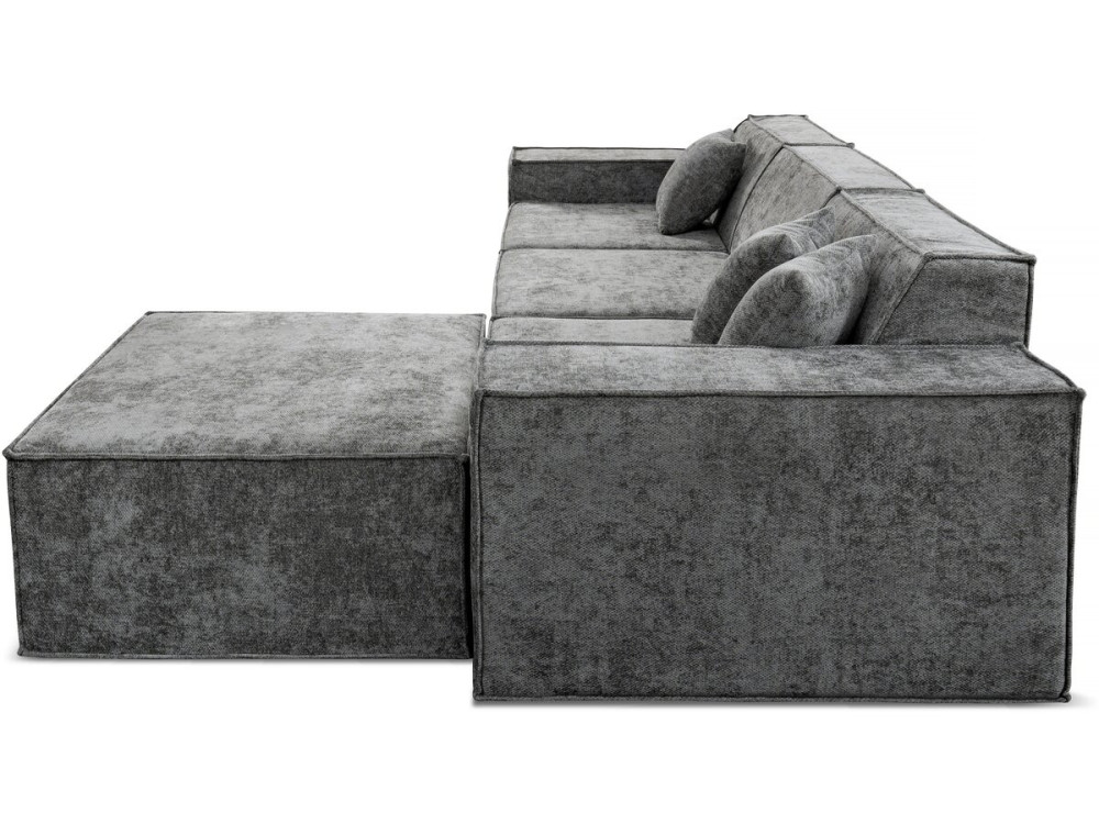 Modulares Einzelsofa mit Ottomane „Lusso“ aus strukturierten Stoff  – 4-Sitzer –  Grau