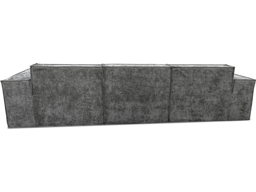 Modulares Einzelsofa mit Ottomane „Lusso“ aus strukturierten Stoff  – 4-Sitzer –  Grau