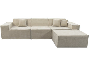 Modulares Einzelsofa mit Ottomane „Lusso“ aus strukturierten Stoff  – 4-Sitzer – Beige