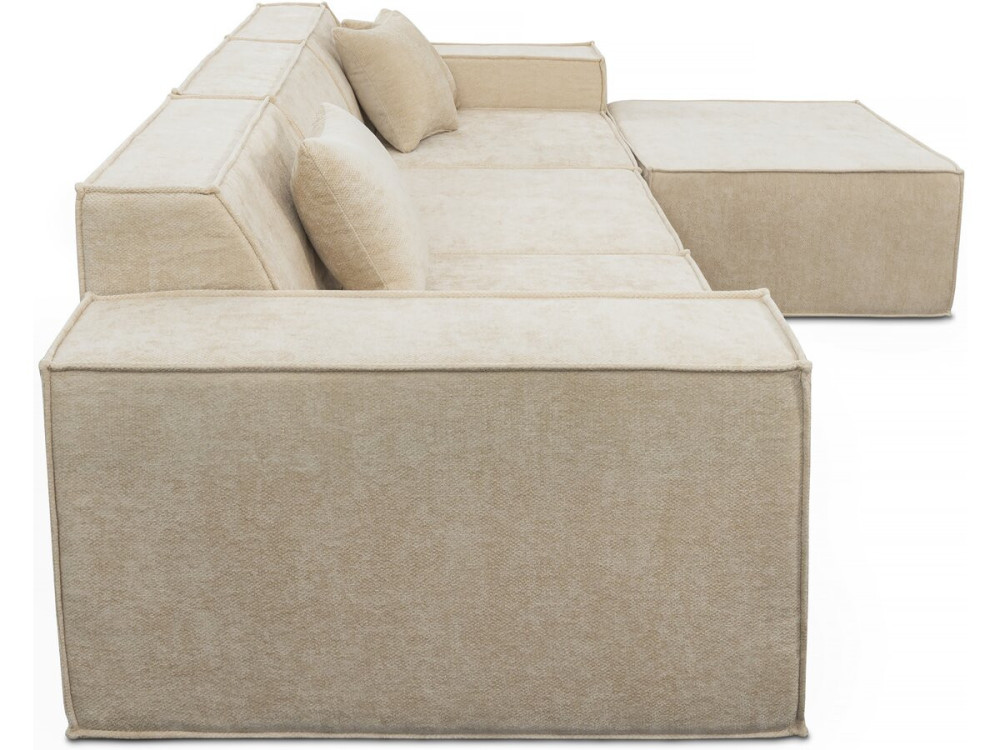 Modulares Einzelsofa mit Ottomane „Lusso“ aus strukturierten Stoff  – 4-Sitzer – Beige
