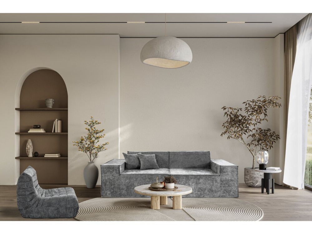 Modulares Einzelsofa „Lusso“ aus strukturiertem Stoff - 3-Sitzer - Grau