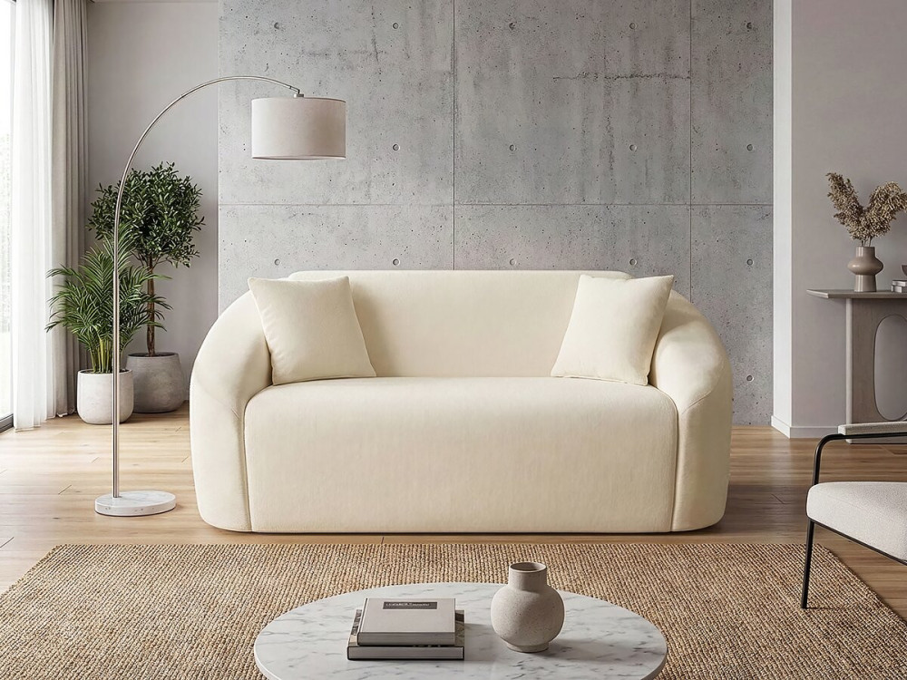 Fixes gerades Sofa aus Stoff "Ondine" - 2-Sitzer - Beige