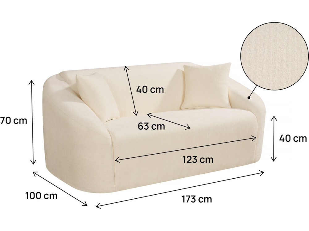 Fixes gerades Sofa aus Stoff "Ondine" - 2-Sitzer - Beige