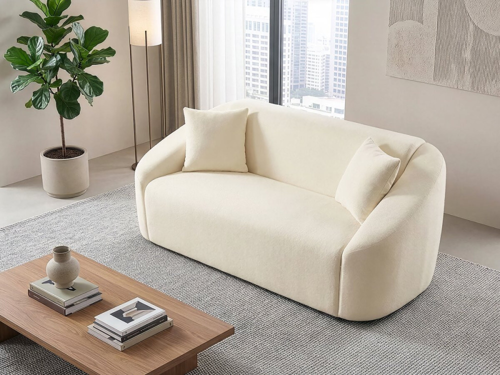 Fixes gerades Sofa aus Stoff "Ondine" - 2-Sitzer - Beige