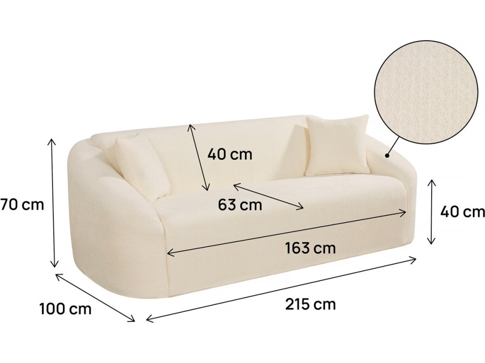 Fixes gerades Sofa aus Stoff "Ondine" - 3-Sitzer - Beige