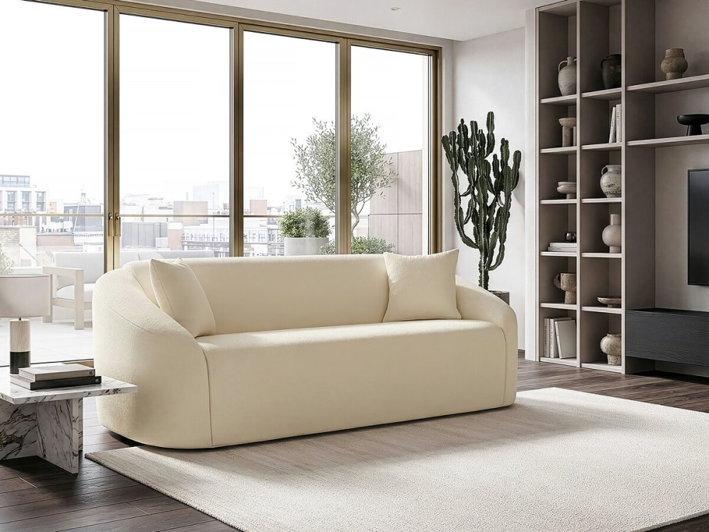 Fixes gerades Sofa aus Stoff "Ondine" - 3-Sitzer - Beige