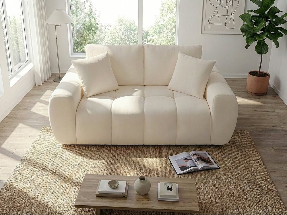 Bubble-Stoffsofa rechts "Leonie" - 2-Sitzer - Beige
