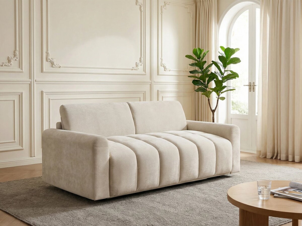 Express-Sofa-Bett "Isadora" - Matratze 18 cm - Liegefläche 140 cm - 3-Sitzer - Beige