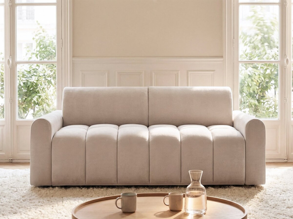 Express-Sofa-Bett "Isadora" - Matratze 18 cm - Liegefläche 140 cm - 3-Sitzer - Beige