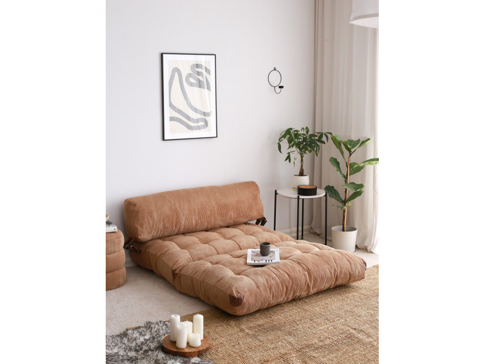 2-Sitzer Stoff-Schlafsofa "Fold" - 120 x 75 x 79 cm - Braun
