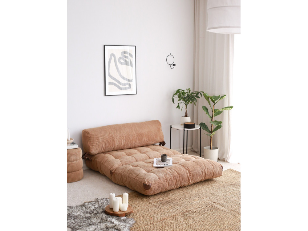 2-Sitzer Stoff-Schlafsofa "Fold" - 120 x 75 x 79 cm - Braun