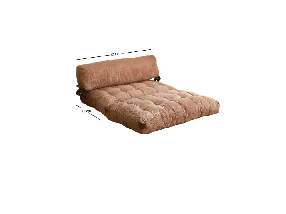 2-Sitzer Stoff-Schlafsofa "Fold" - 120 x 75 x 79 cm - Braun