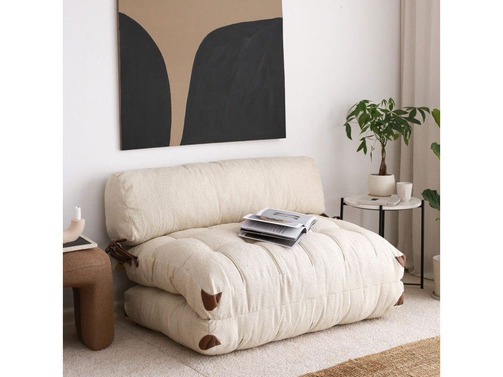 2-Sitzer-Schlafsofa aus Stoff "Fold" - 120 x 75 x 79 cm - Creme