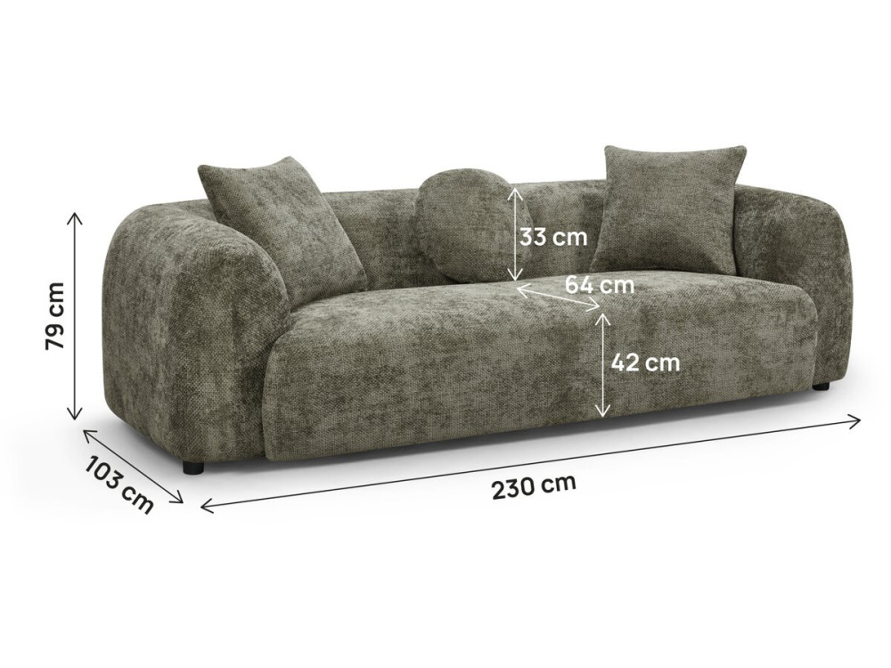Gerades Sofa „Faubourg“ – 3-Sitzer – Grün