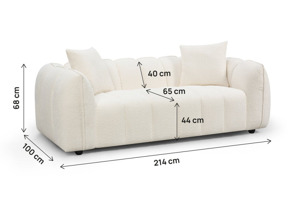 Gerades Stoffsofa im Bubble-Stil „Balzac“ – 3-Sitzer – Cremefarben