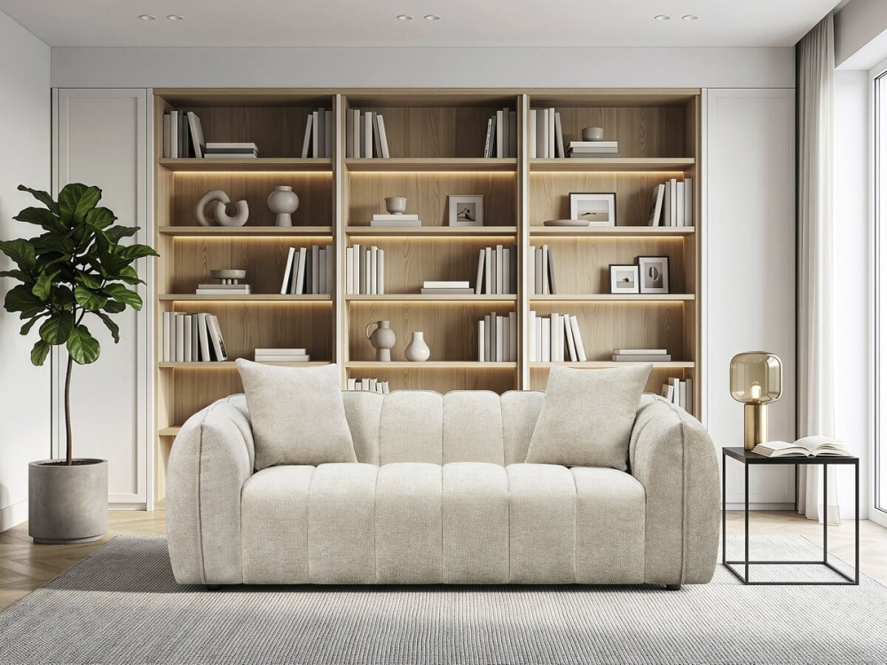 Gerades Stoffsofa im Bubble-Stil „Balzac“ – 3-Sitzer – Beige