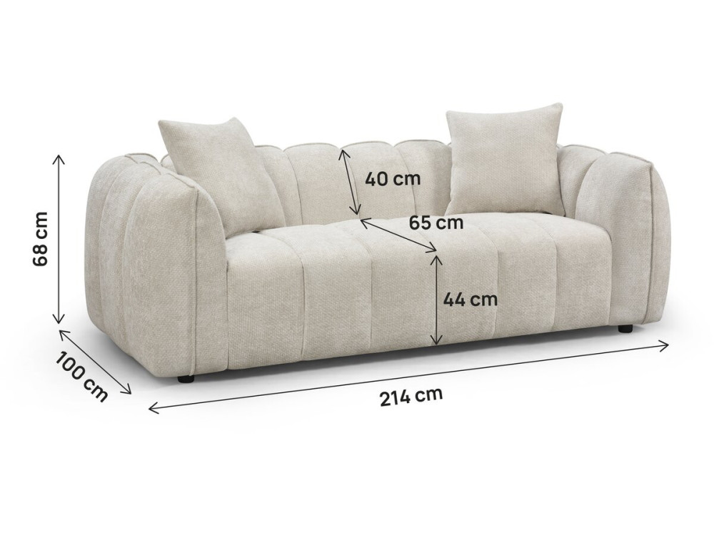Gerades Stoffsofa im Bubble-Stil „Balzac“ – 3-Sitzer – Beige