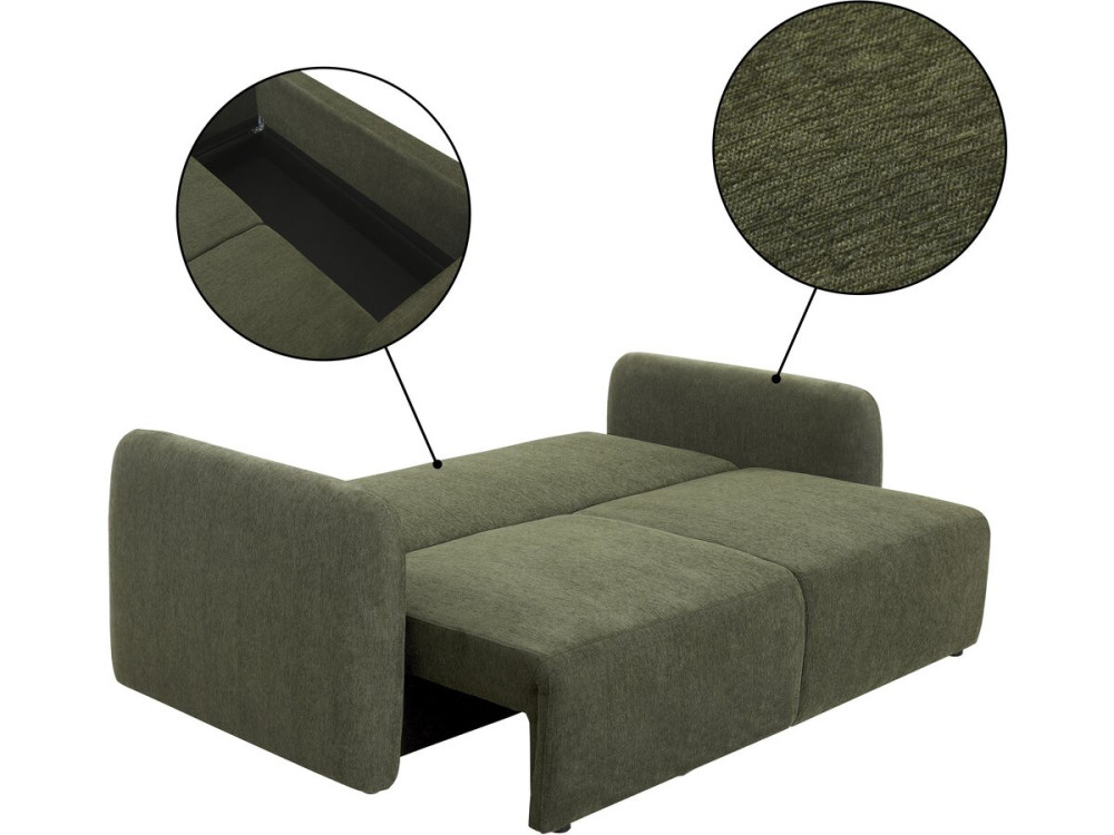 Gerades 3-Sitzer-Sofa aus Stoff „Concorde“ mit Schlaffunktion – Grün