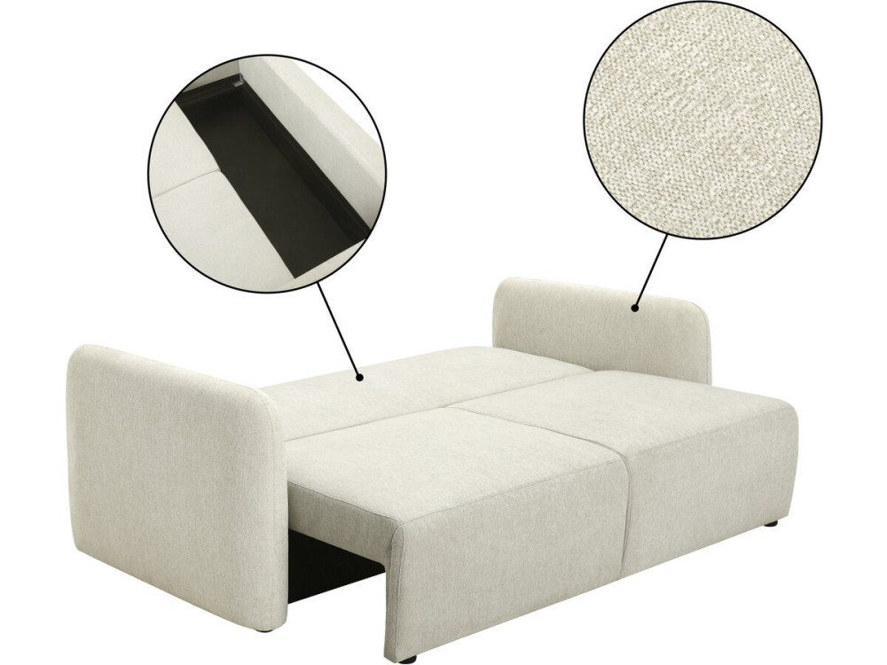 3-Sitzer-Sofa in gerader Ausführung aus Stoff „Concorde“ – Beige