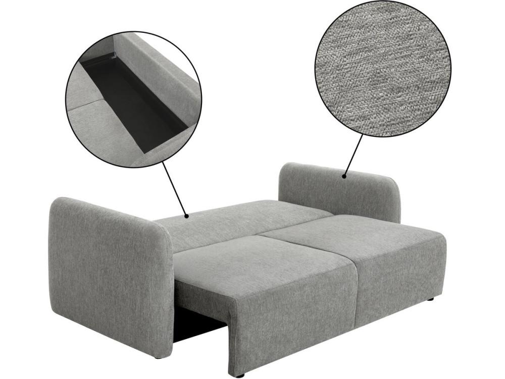 Gerades 3-Sitzer-Sofa aus Stoff „Concorde“ mit Schlaffunktion – Grau